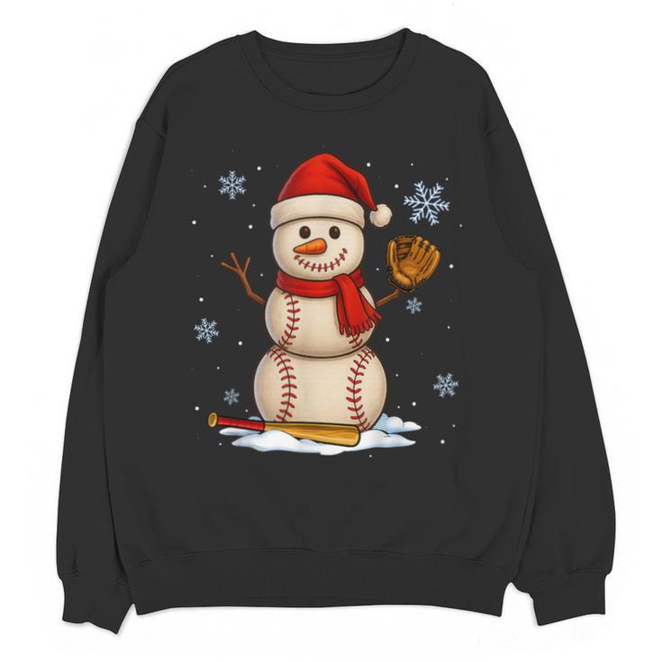 Baseball Snowman Merry Christmas Holiday Sports Xmas Pajamas Unisex Sweatshirt