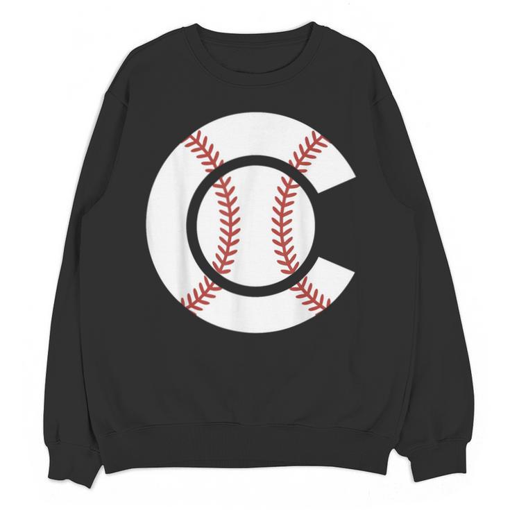 Baseball Sport Player Graphic Monogram Initial Letter C Unisex Sweatshirt