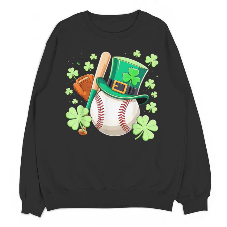 Baseball St Patricks Day Lucky Baseball Player Shamrock Unisex Sweatshirt