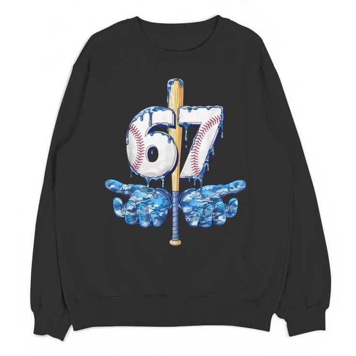 Blue Camo Baseball 67 Six Seven Camo Ice Cream Drip Boy Teen Unisex Sweatshirt