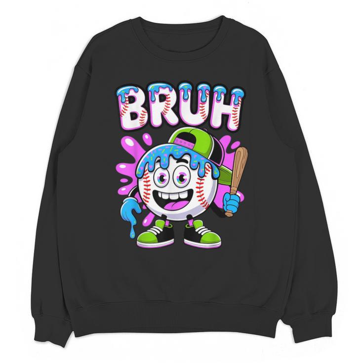 Bruh Baseball Drip Boys Youth Ice Cream Dripping Baseball Unisex Sweatshirt