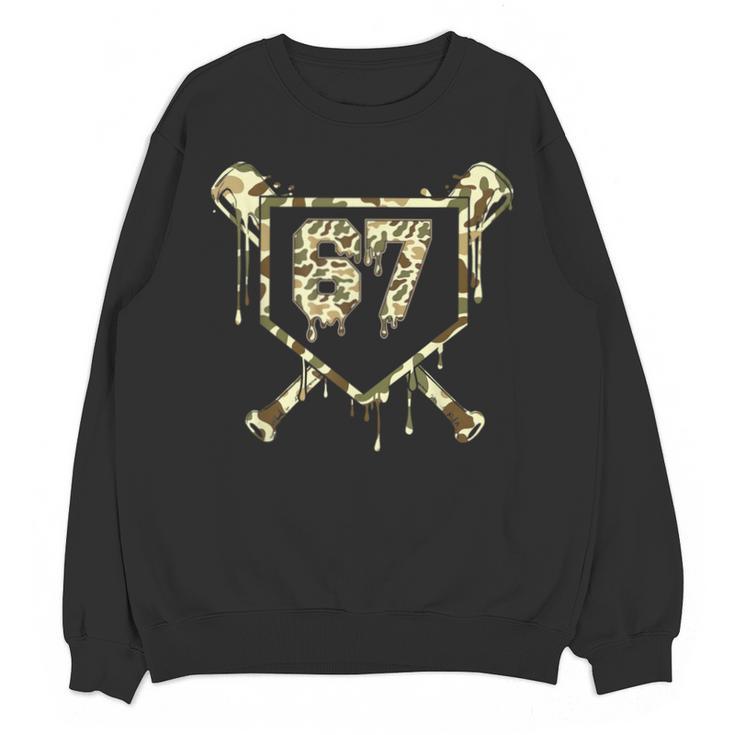Camo Baseball Ice Cream Drip Number 67 Player 67th Birthday Unisex Sweatshirt