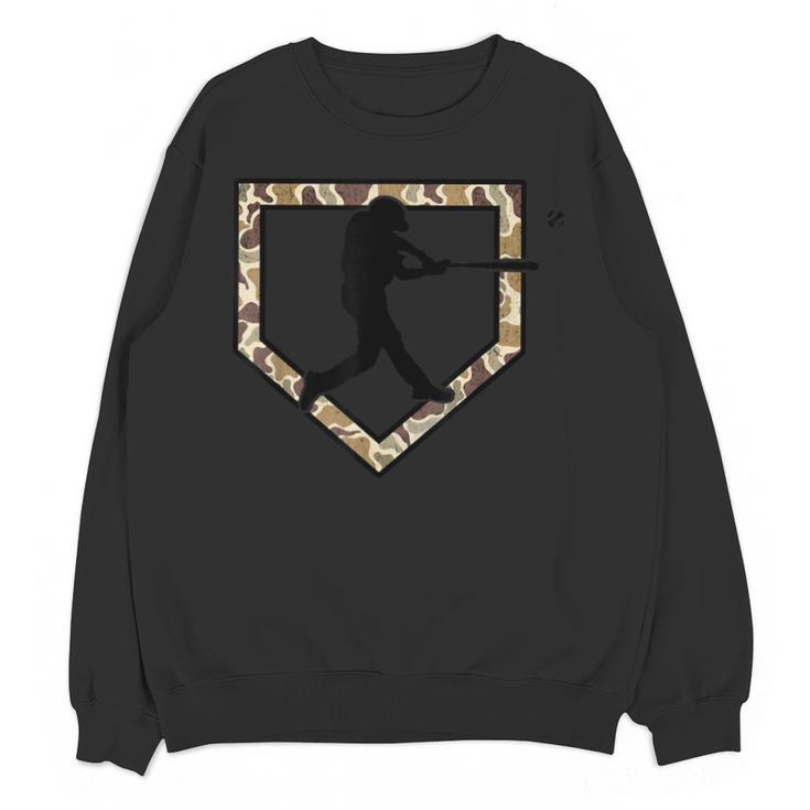Camo Home Plate Camouflage Baseball Batter Youth Boys Unisex Sweatshirt