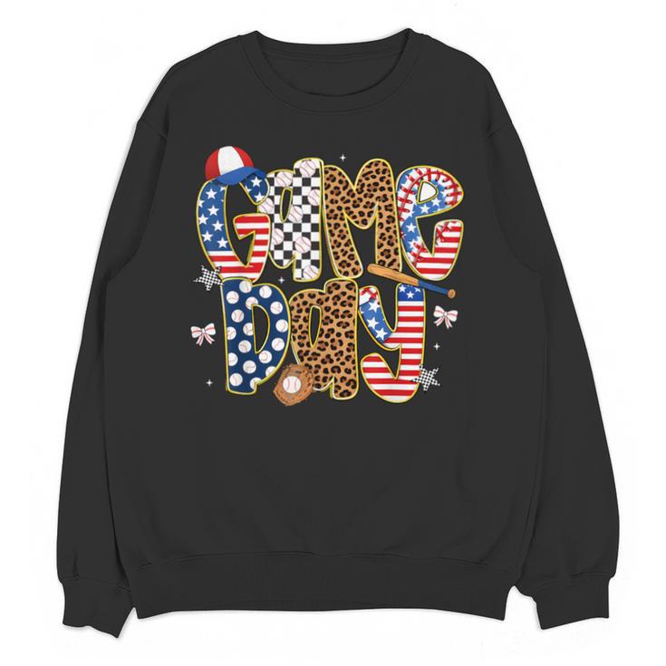 Checkered Leopard Game Day Baseball Men Women Kids Unisex Sweatshirt