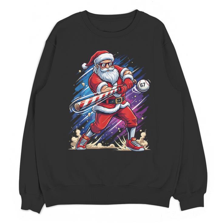 Christmas Baseball Santa Game Day Xmas Boys Kids Men Unisex Sweatshirt