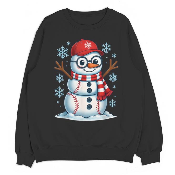 Christmas Baseball Snowman Xmas Pajamas Women Men Boys Unisex Sweatshirt