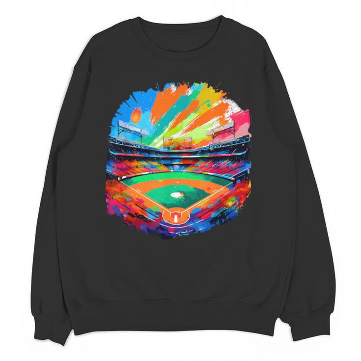 Colorful Baseball Field Home Run Baseball Player Fans Unisex Sweatshirt