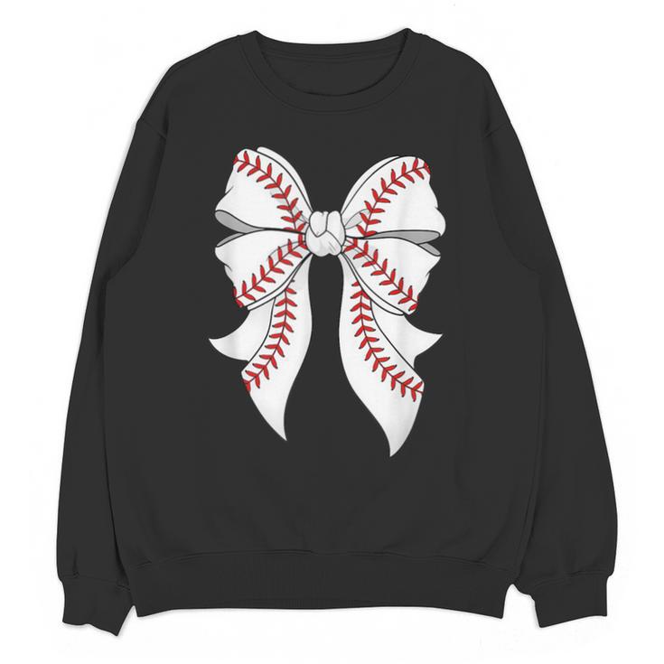 Cute Baseball Coquette Bow For Women Girls Baseball Mama Mom Unisex Sweatshirt