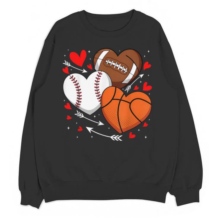 Cute Heart Baseball Basketball Football Valentine Boy Men Unisex Sweatshirt