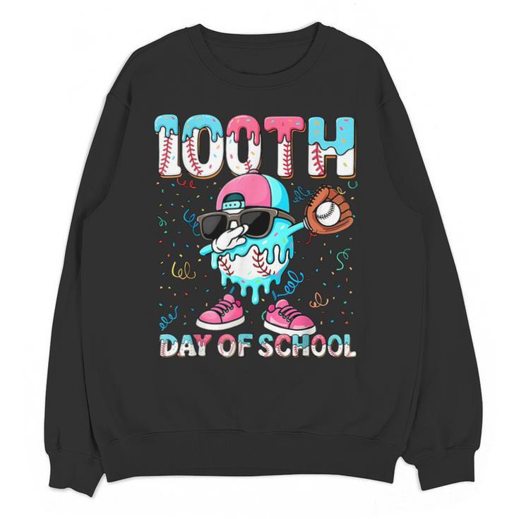 Dabbing Drippy 100th Days Of School Baseball Ice Cream Drip Unisex Sweatshirt