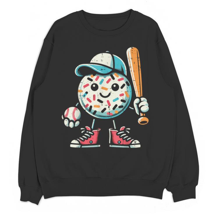 Donut Baseball Hat Ball Bat Cute Sport Toddler Boys Kids Men Unisex Sweatshirt