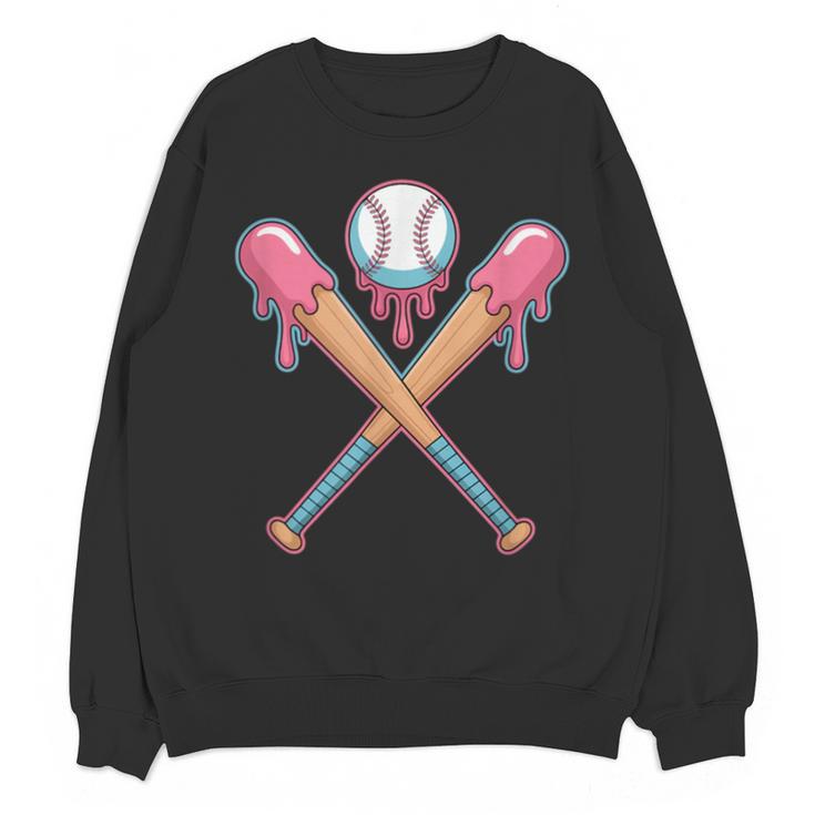 Dripping Pink Baseball Crossed Bats Summer Unisex Sweatshirt