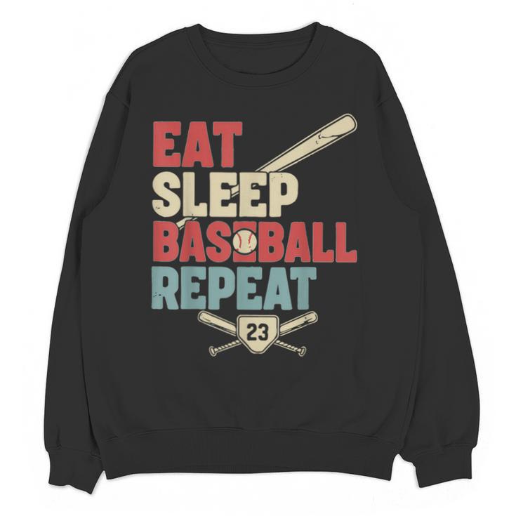 Eat Sleep Baseball Repeat Bat Ball Player Fan Unisex Sweatshirt