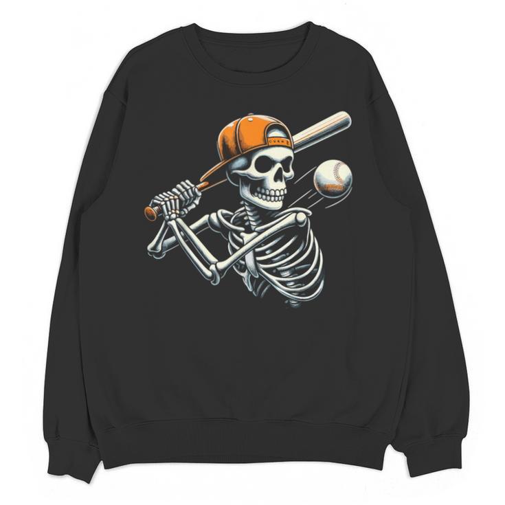 Halloween Boys Batting Skeleton Baseball Unisex Sweatshirt