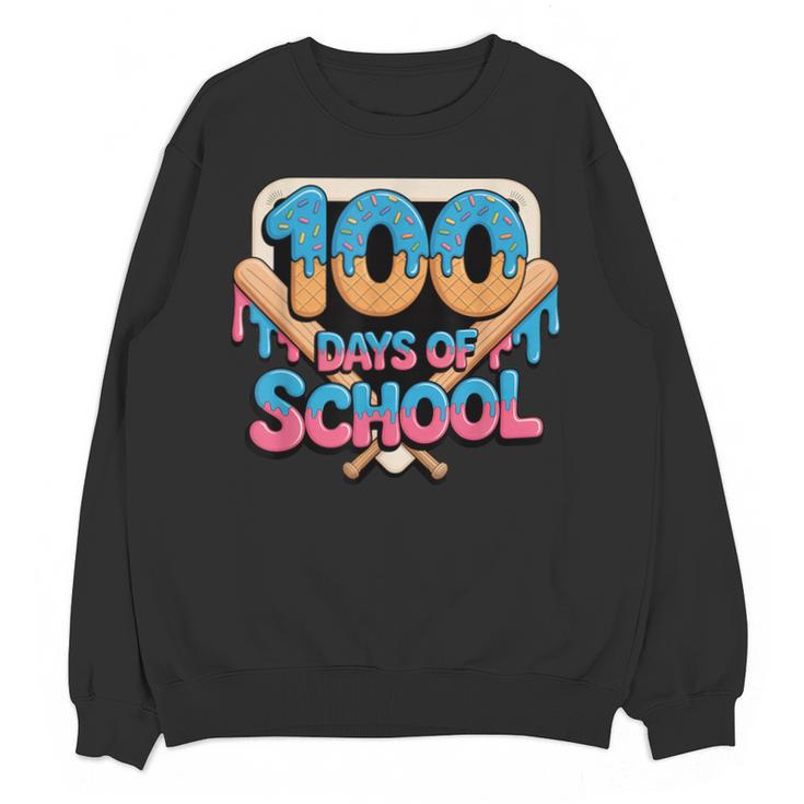 Happy 100 Days Of School Baseball Drip For Kids Teachers Unisex Sweatshirt