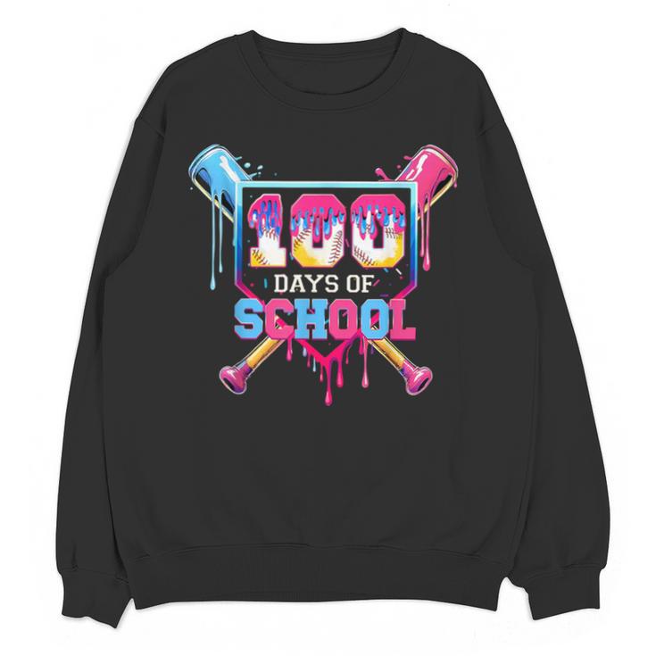 Happy 100 Days Of School Baseball Drip Theme Party 100th Day Unisex Sweatshirt