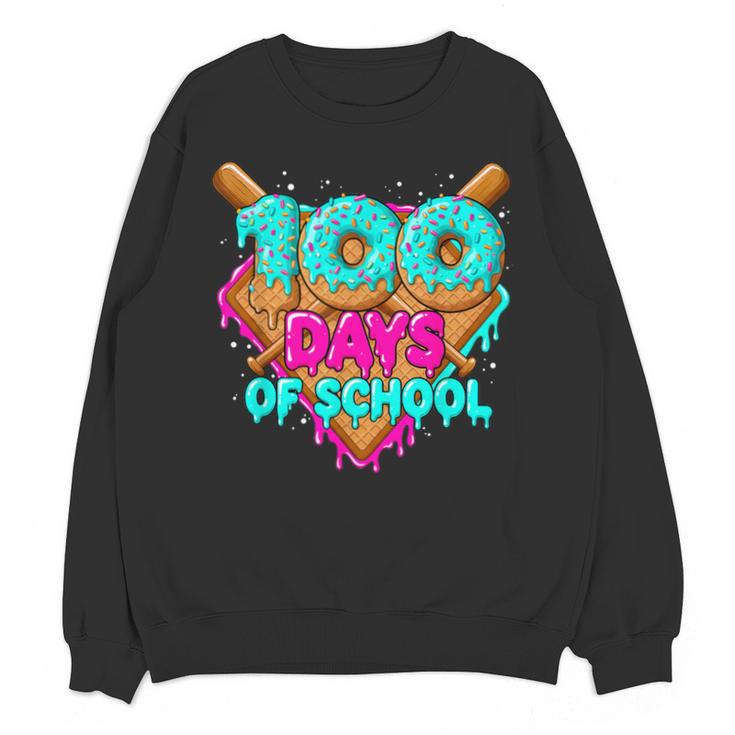 Happy 100 Days Of School Costume Baseball Drip Ice Cream Unisex Sweatshirt