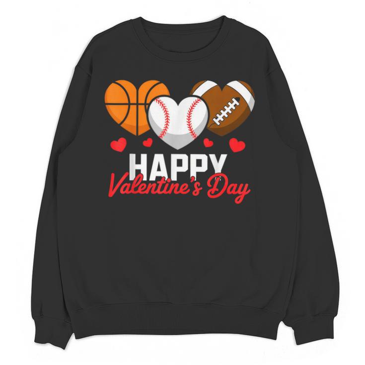 Happy Valentine’s Day Basketball Football Baseball Hearts Unisex Sweatshirt