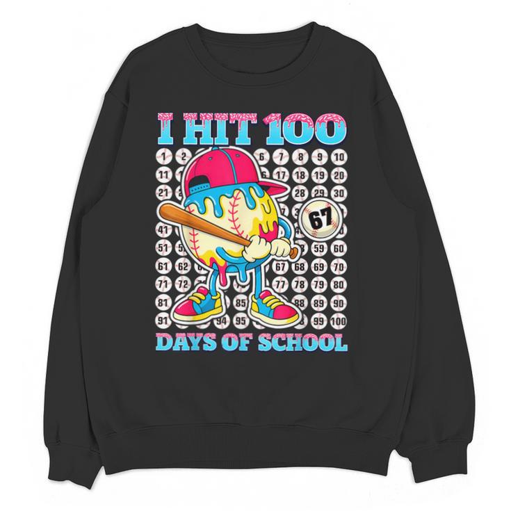 I Hit 100 Days Of School 67 Drip Baseball Boys Kids Unisex Sweatshirt