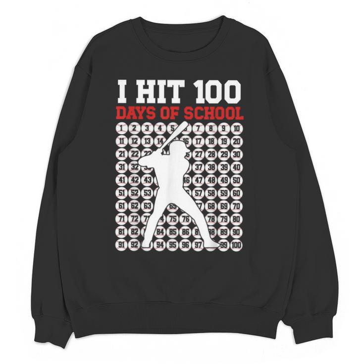 I Hit 100 Days Of School Baseball 100 Day Of School Unisex Sweatshirt