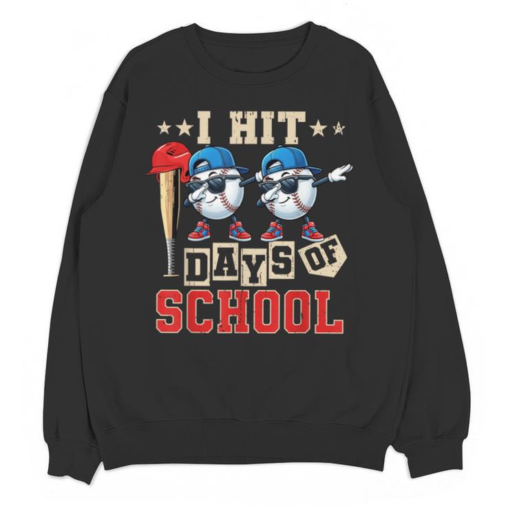 I Hit 100 Days Of School Baseball Kids Boy Teacher 100th Day Unisex Sweatshirt