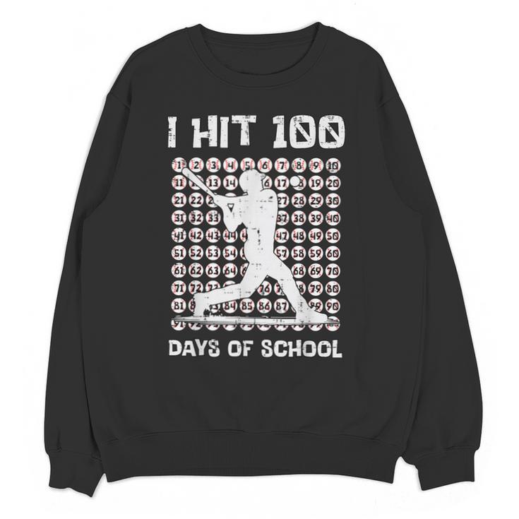 I Hit 100 Days Of School Baseball Player 100th Day Boys Kids Unisex Sweatshirt