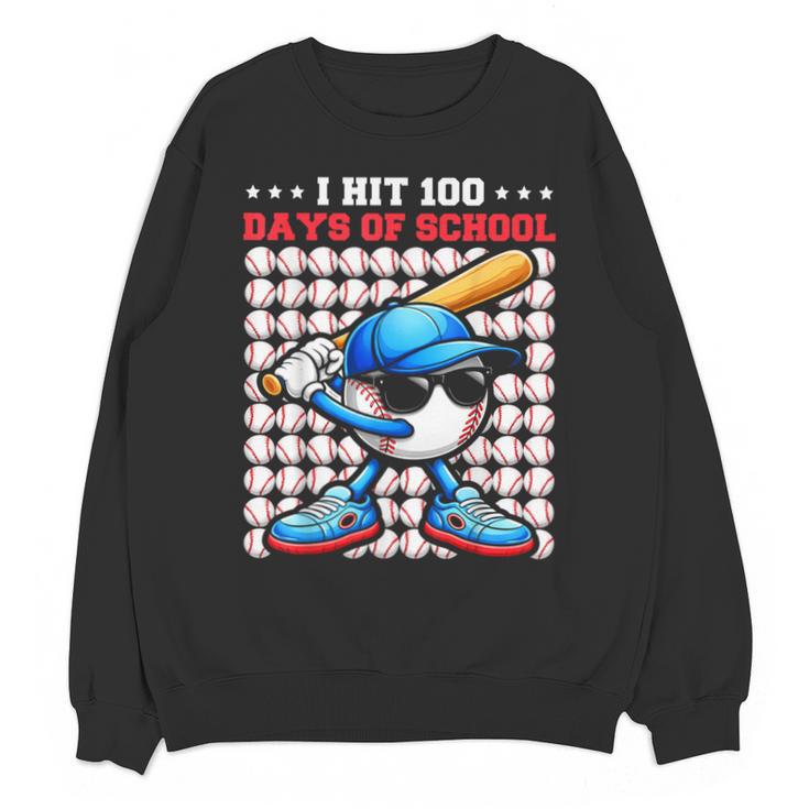 I Hit 100 Days Of School Baseball Player Kids Boys Son Unisex Sweatshirt