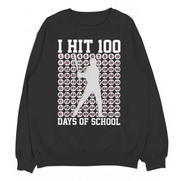 I Hit 100 Days Of School Boys Kids 100th Day Balls Baseball Unisex Sweatshirt