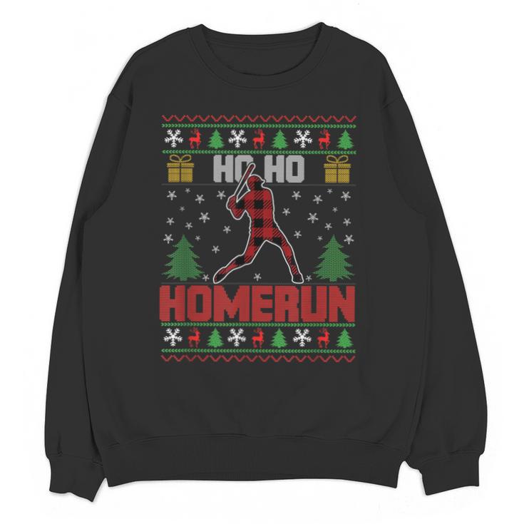 Ho Ho Homerun Xmas Sports Player Baseball Ugly Christmas Unisex Sweatshirt