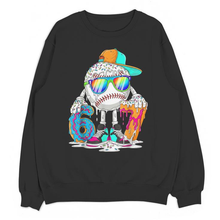 HUGvyn 6 7 Baseball Number Kid Drip Ice Cream Six Seven Meme Unisex Sweatshirt