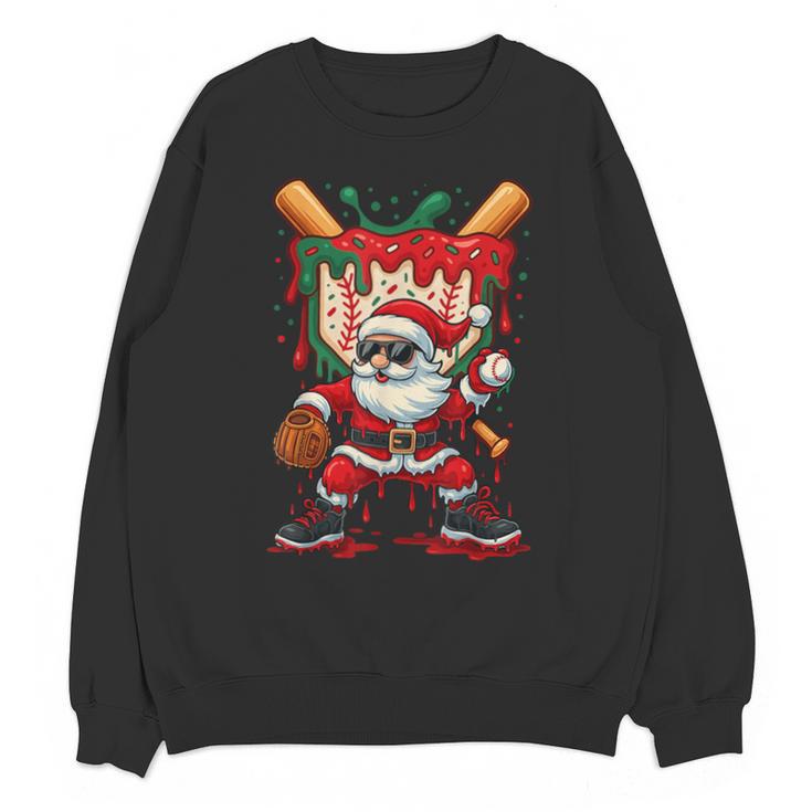 HUGvyn Santa Playing Baseball Ice Cream Drip Christmas Boys Unisex Sweatshirt