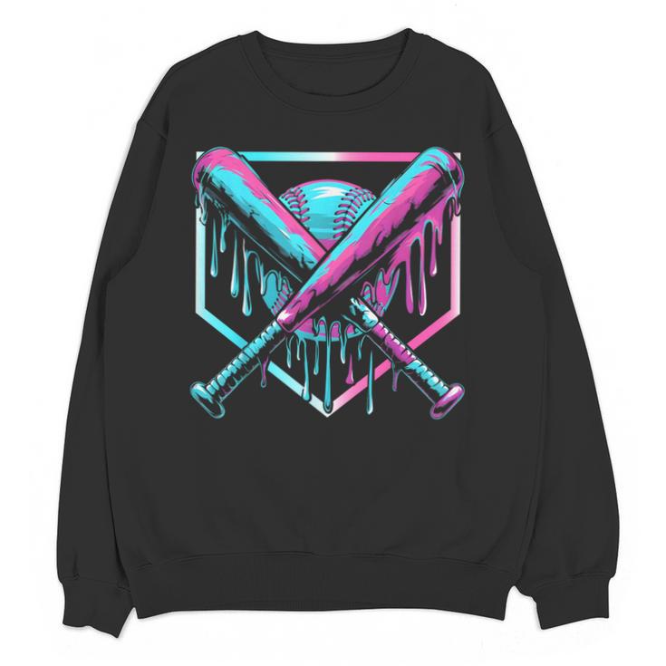 Ice Cream Baseball Drip Home Plate Bats Cool For Boys Youth Unisex Sweatshirt