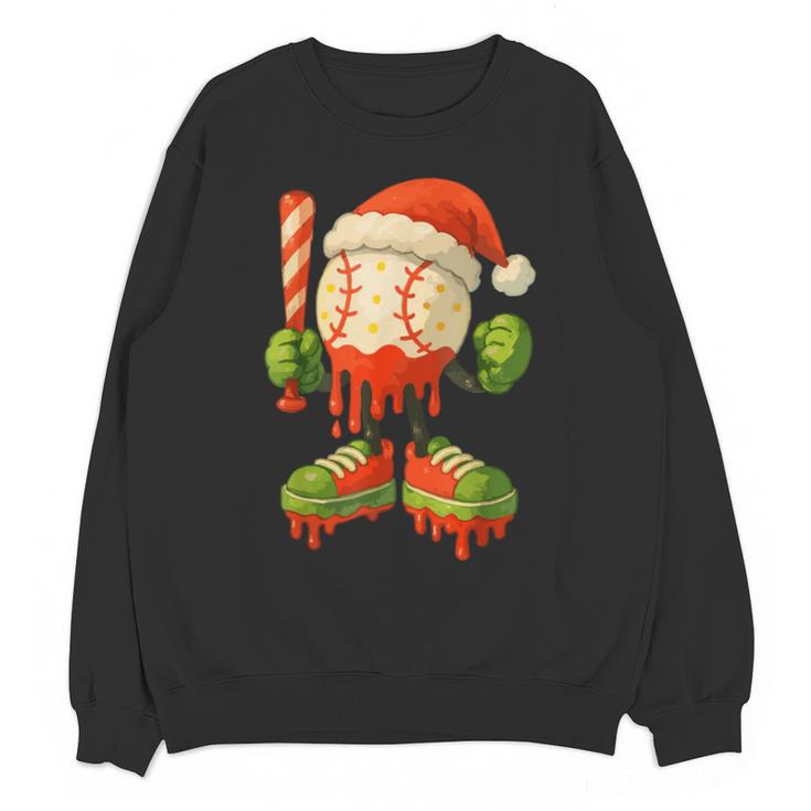 Ice Cream Drip Baseball Christmas Baseball Drip Candy Cane Unisex Sweatshirt