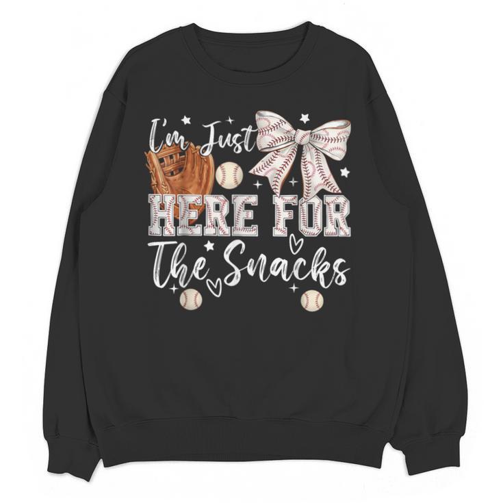 I'm Just Here For The Snacks Baseball Coquette Game Day Girl Unisex Sweatshirt