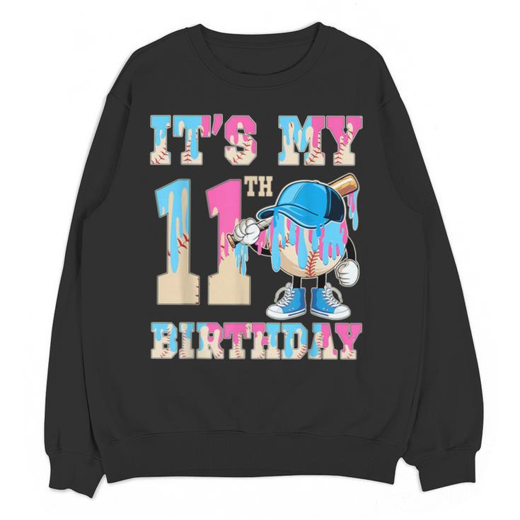 It's My 11th Birthday Baseball Ice Cream Drip Theme Unisex Sweatshirt