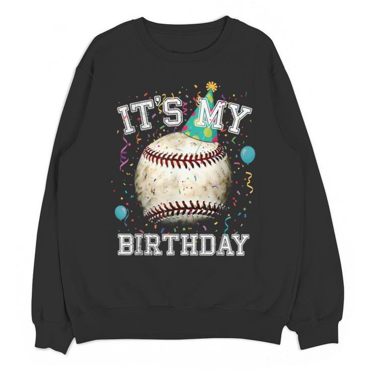Its My Birthday Vintage Baseball Celebration For Men Kids Unisex Sweatshirt