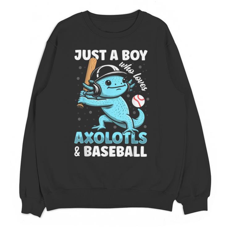 Just A Boy Who Loves Axolotls & Baseball Unisex Sweatshirt