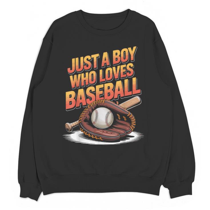 Just A Boy Who Loves Baseball Player Kids Unisex Sweatshirt