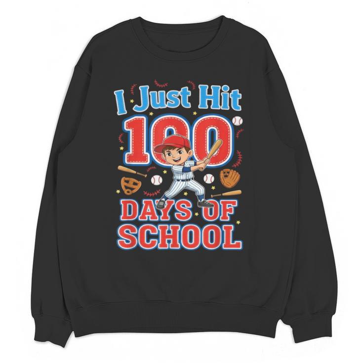 I Just Hit 100 Days Of School Baseball 100th Day Boys Kids Unisex Sweatshirt