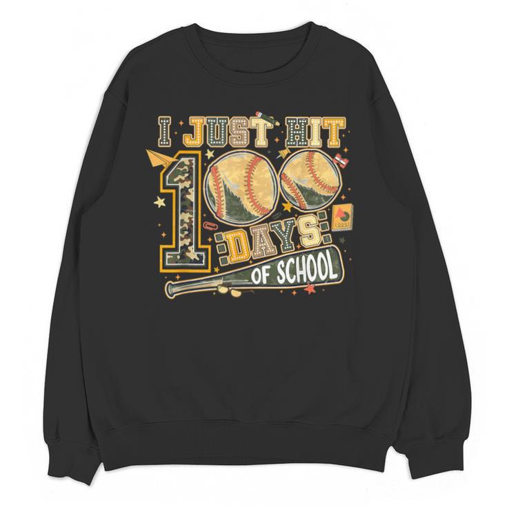 I Just Hit 100 Days Of School Baseball Teacher Student Retro Unisex Sweatshirt