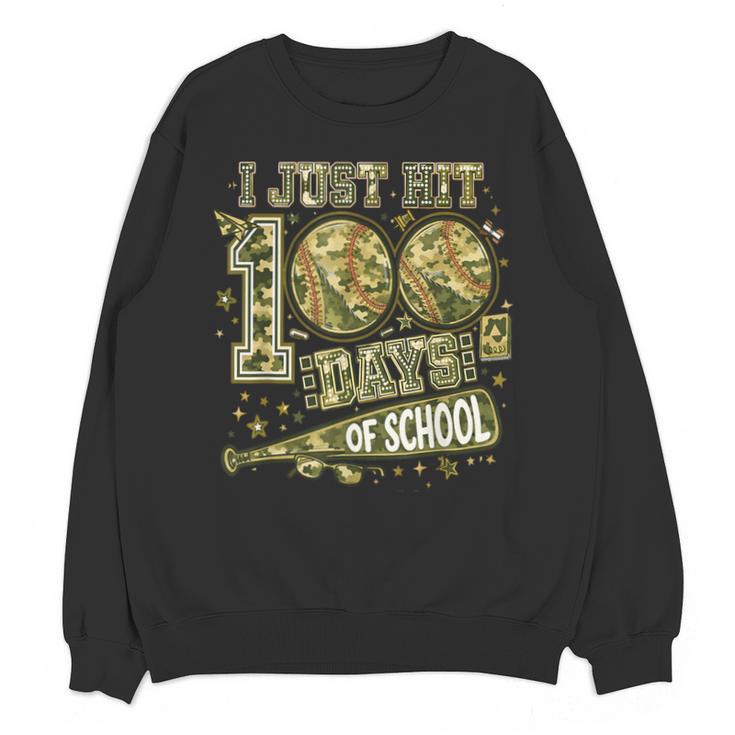 I Just Hit 100 Days Of School Camouflage Baseball Unisex Sweatshirt