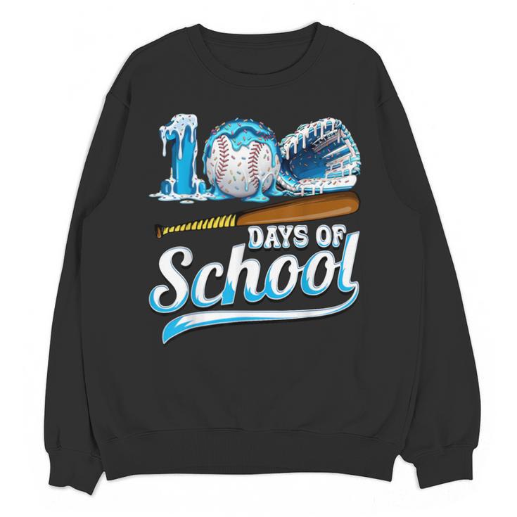 Kid 100 Days Of School Drip Baseball Ice Cream 100th Day Boy Unisex Sweatshirt