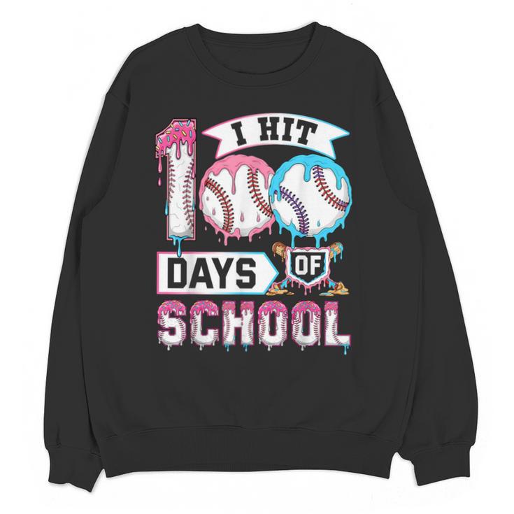 Kids 100 Days Of School Boys 100th Day Baseball Drip Toddler Unisex Sweatshirt