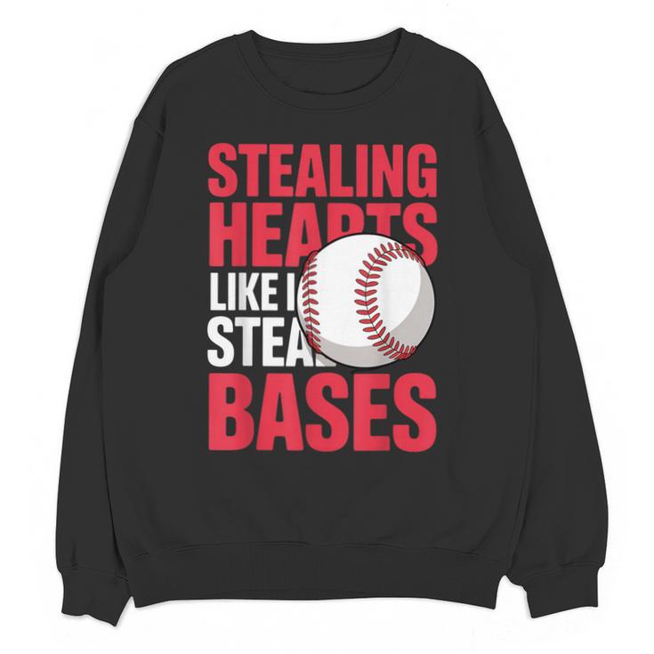 Kids Stealing Hearts Like I Steal Bases Cute Baseball Boys Unisex Sweatshirt