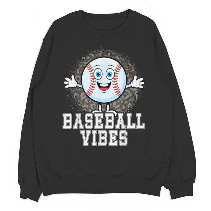 Leopard Baseball Vibes Game Day Softball Life Mom Unisex Sweatshirt