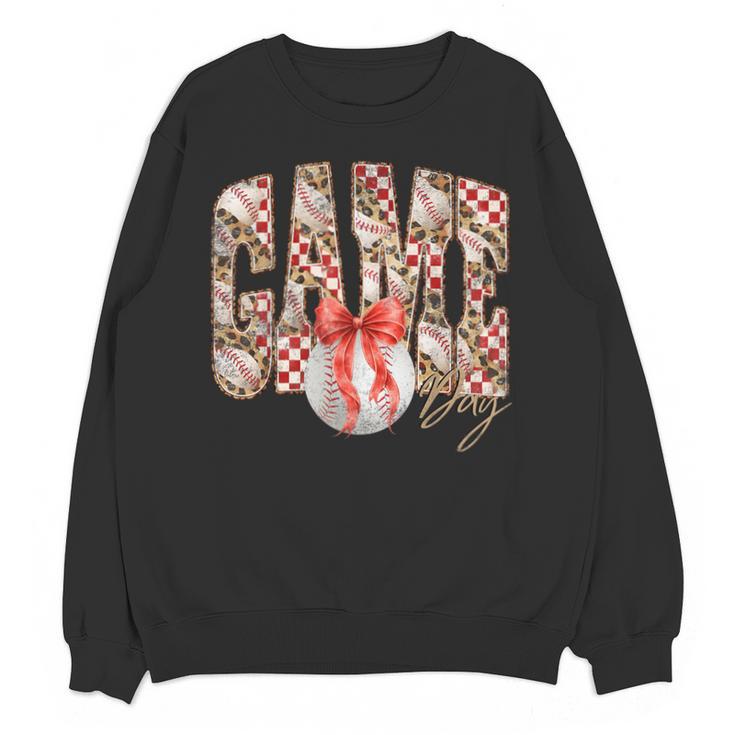 Leopard Checkered Game Day Baseball Coquette Bow Women Girls Unisex Sweatshirt Leopard Checkered Game Day Baseball Coquette Bow Women Girls Unisex Sweatshirt