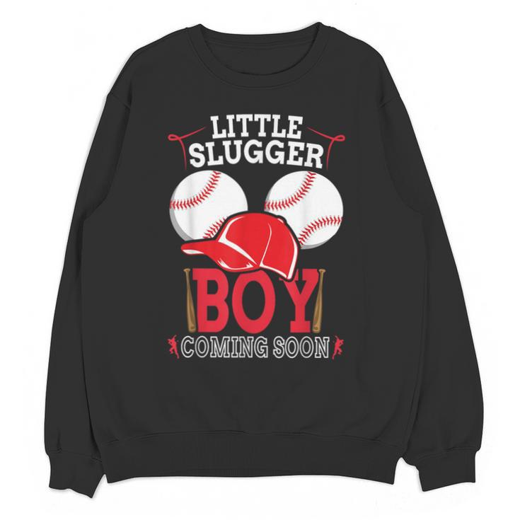 Little Slugger Boy Coming Soon Baby Announcement Baseball Unisex Sweatshirt