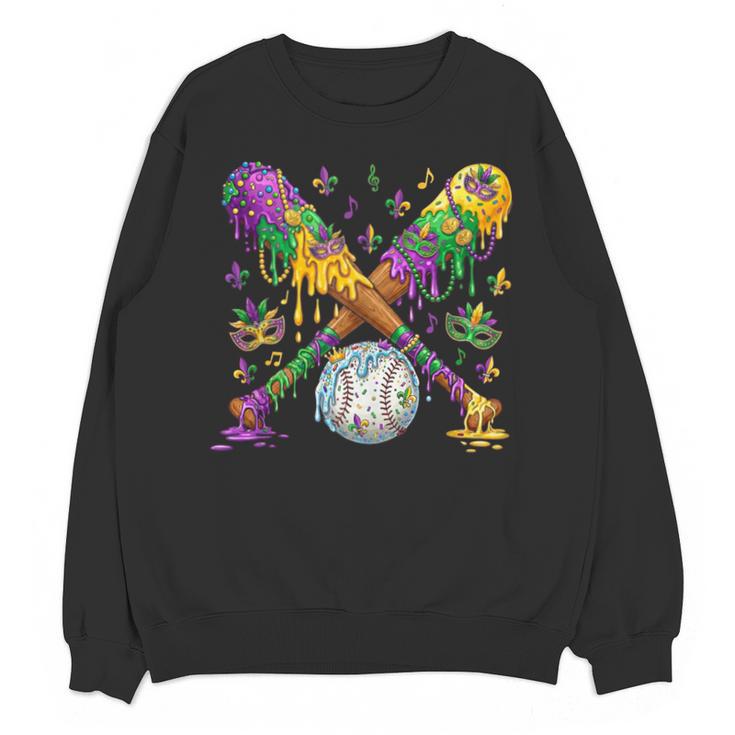 Mardi Gras Baseball Drip Shirt Cool Dripping Baseball Drip Unisex Sweatshirt