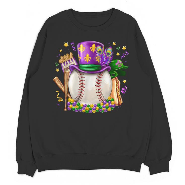 Mardi Gras Baseball Jester Hat Fleur De Lis Boys Girls Kids Unisex Sweatshirt