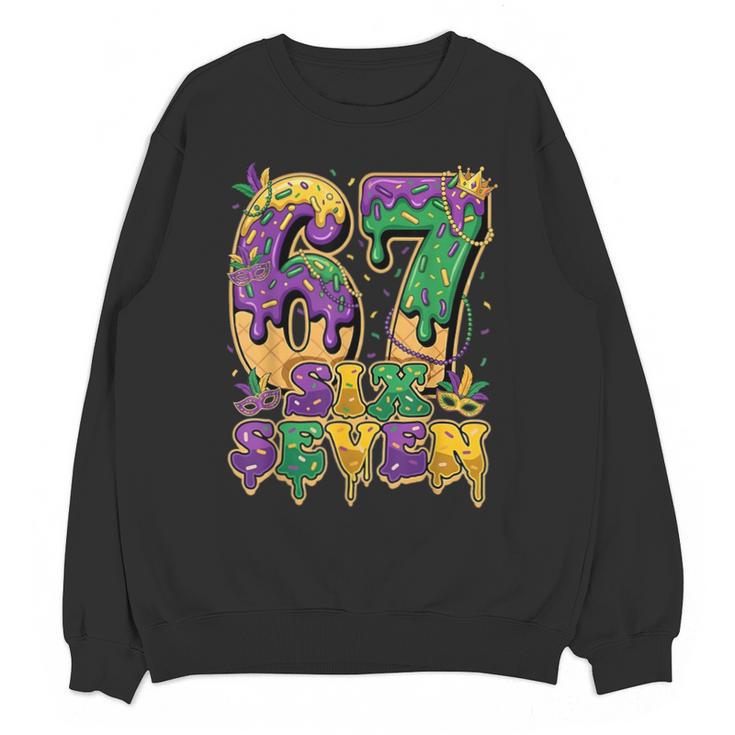 Mardi Gras Six Seven Baseball Drip Number 6 7 Meme Unisex Sweatshirt